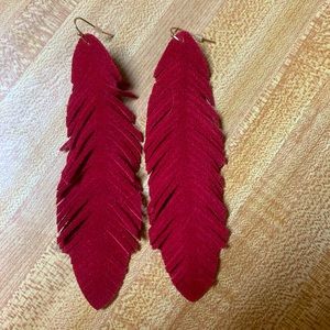 Red Feather Earrings
